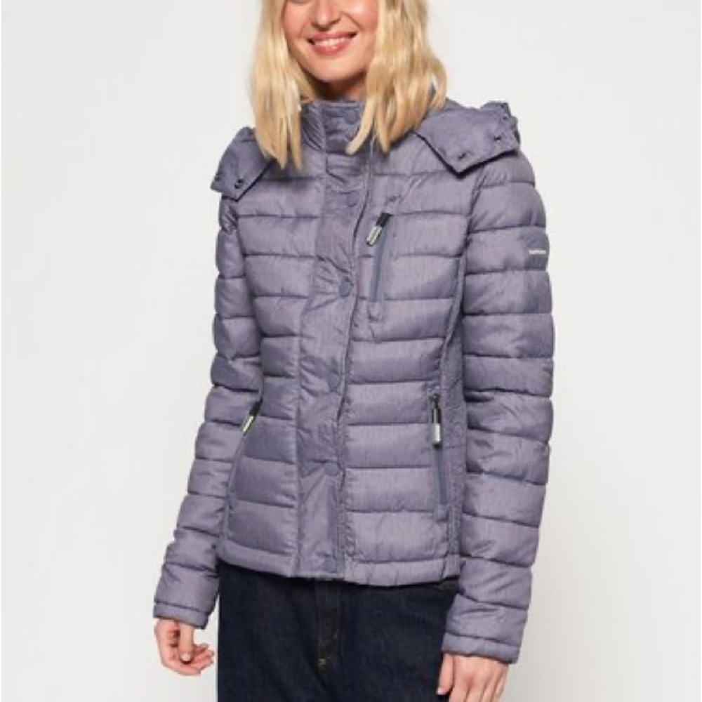 Super Dry Fiji slim double zip hood puffer